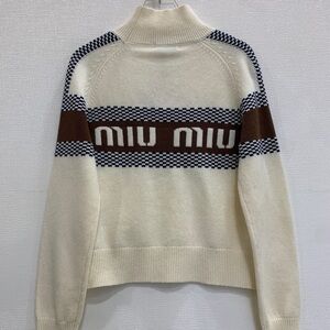 Miu Miu Cream and Brown Turtleneck Sweater